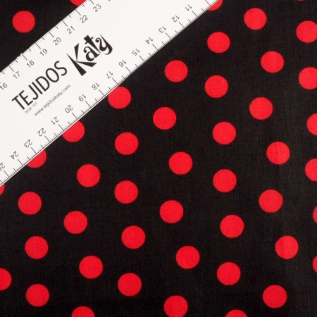Popelina de lunares negro y rojo