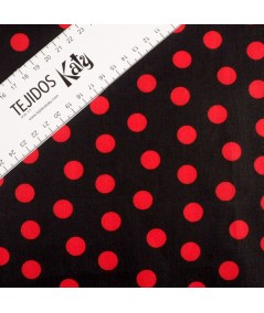 Popelina de lunares negro y rojo