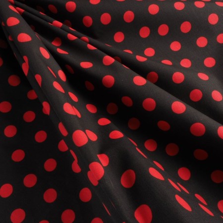 Popelina de lunares negro y rojo