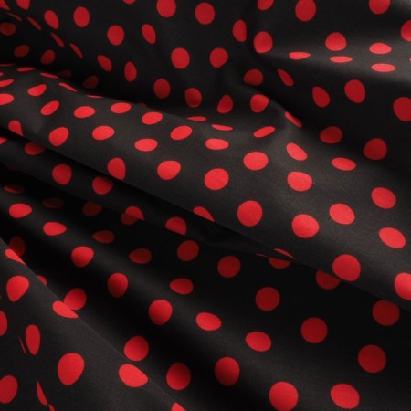 Popelina de lunares negro y rojo