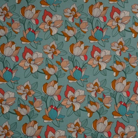 Popelin estampado turquesa