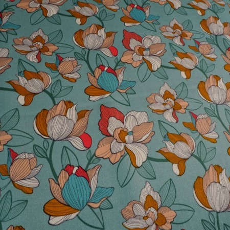 Popelin estampado turquesa