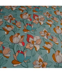 Popelin estampado turquesa