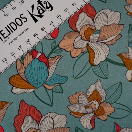 Popelin estampado turquesa