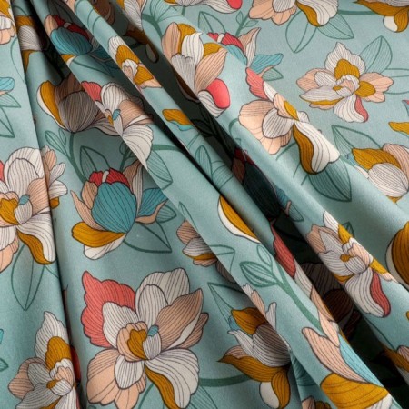 Popelin estampado turquesa