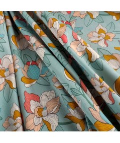 Popelin estampado turquesa