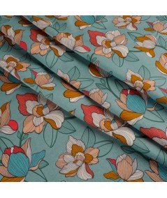 Popelin estampado turquesa