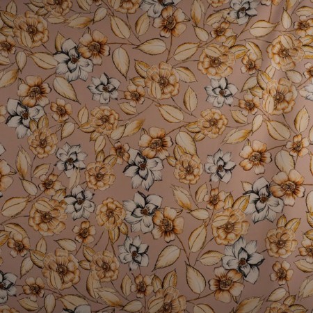 Estampado crepé flores rosa palo