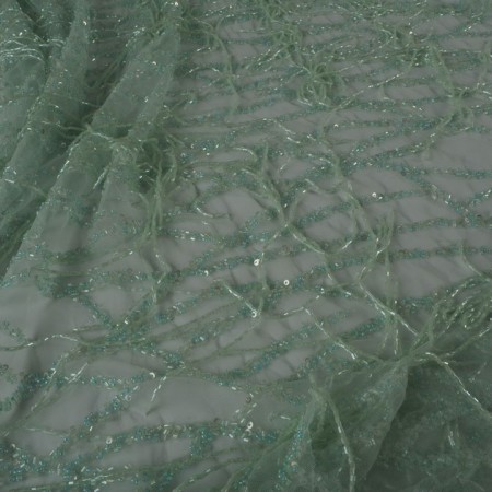 Verde menta flecos pedrería