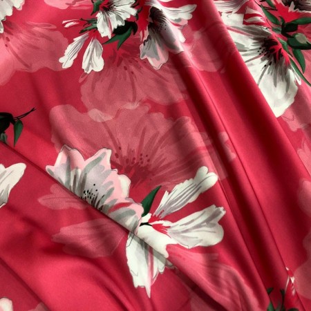 Satén flores fucsia