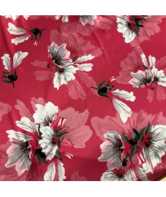Satén flores fucsia