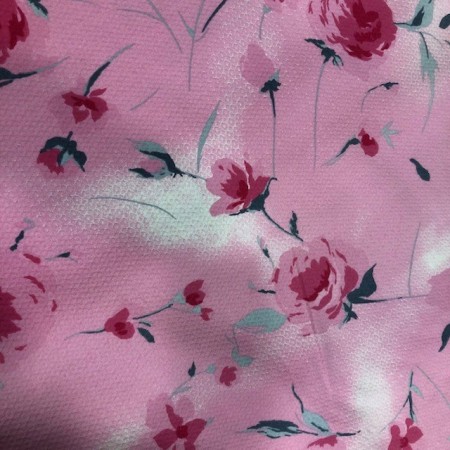 Estampado pique flores rosa