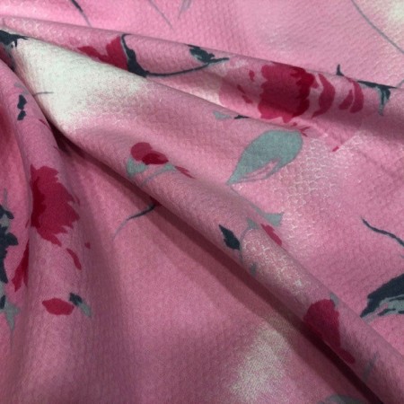 Estampado pique flores rosa