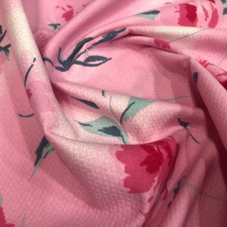 Estampado pique flores rosa