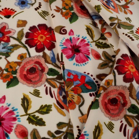 Crêpe Estampado Floral Multicolor