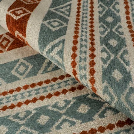 Loneta Étnica Terracota & Azul Agua
