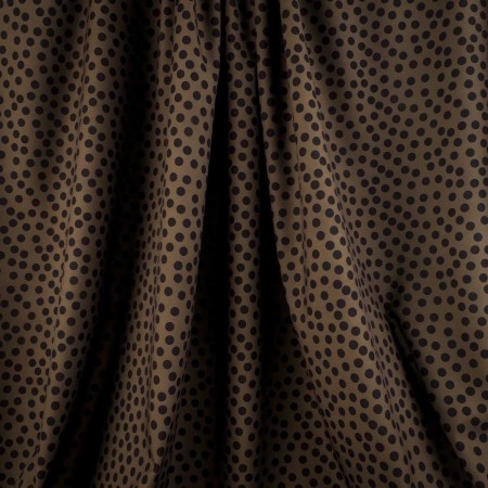 Tela Marron con Lunares Negros