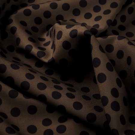 Tela Marron con Lunares Negros