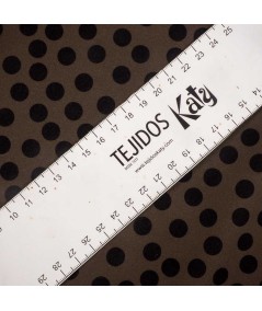 Tela Marron con Lunares Negros