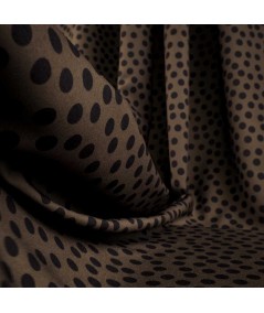 Tela Marron con Lunares Negros