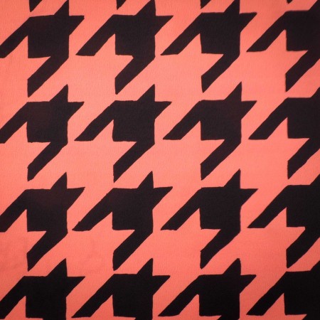 Crepé estampado pata de gallo coral y negro