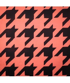 Crepé estampado pata de gallo coral y negro