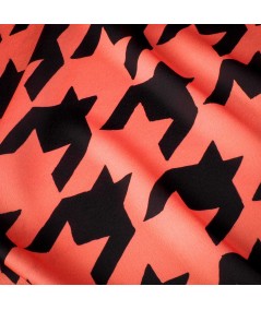 Crepé estampado pata de gallo coral y negro