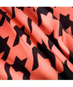 Crepé estampado pata de gallo coral y negro
