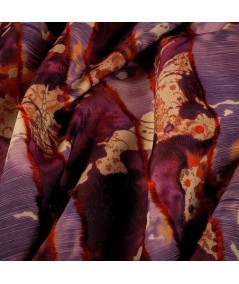 Jacquard Abstracto Fil Coupé Granate-Naranjas– Tejido Premium para Moda y Decoración