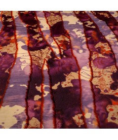 Jacquard Abstracto Fil Coupé Granate-Naranjas– Tejido Premium para Moda y Decoración