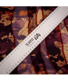 Jacquard Abstracto Fil Coupé Granate-Naranjas– Tejido Premium para Moda y Decoración
