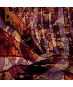 Jacquard Abstracto Fil Coupé Granate-Naranjas– Tejido Premium para Moda y Decoración