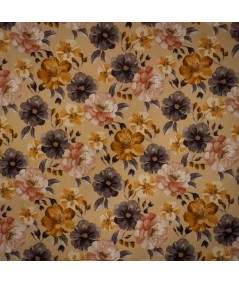 Sarga 100% Algodón Estampado Floral en Tonos Tierra