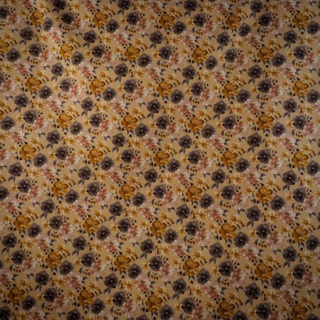 Sarga 100% Algodón Estampado Floral en Tonos Tierra