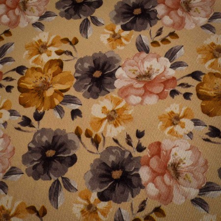 Sarga 100% Algodón Estampado Floral en Tonos Tierra