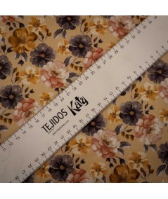 Sarga 100% Algodón Estampado Floral en Tonos Tierra