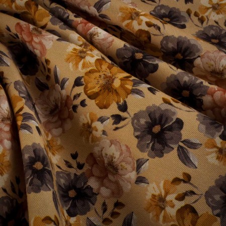 Sarga 100% Algodón Estampado Floral en Tonos Tierra