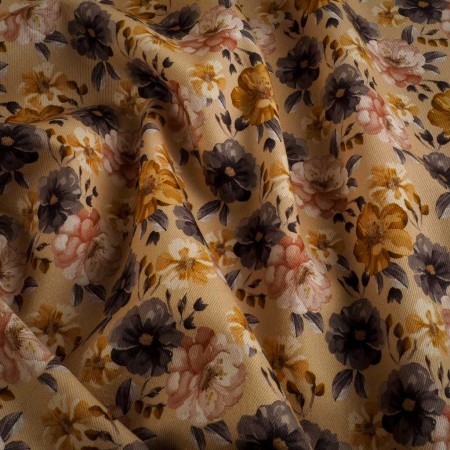 Sarga 100% Algodón Estampado Floral en Tonos Tierra