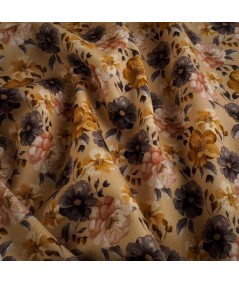 Sarga 100% Algodón Estampado Floral en Tonos Tierra
