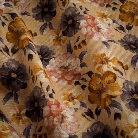 Sarga 100% Algodón Estampado Floral en Tonos Tierra