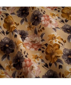 Sarga 100% Algodón Estampado Floral en Tonos Tierra