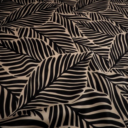 Saten Bicolor Blanco y Negro con Hojas – Naturaleza Gráfica