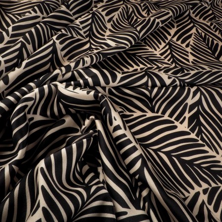 Saten Bicolor Blanco y Negro con Hojas – Naturaleza Gráfica