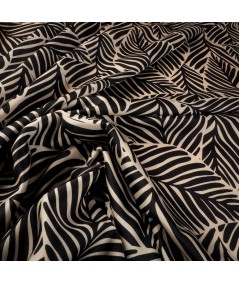 Saten Bicolor Blanco y Negro con Hojas – Naturaleza Gráfica