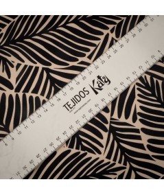 Saten Bicolor Blanco y Negro con Hojas – Naturaleza Gráfica
