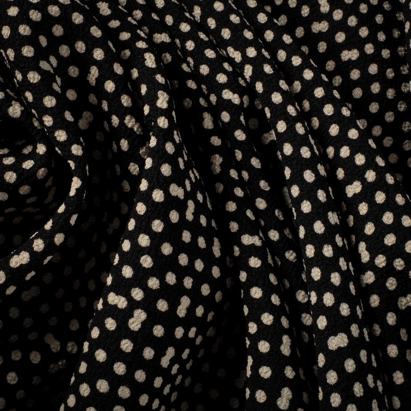 Crepé Estampado de Topos Blanco y Negro