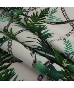 Estampado helechos y cadenas fondo blanco
