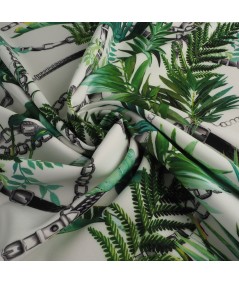 Estampado helechos y cadenas fondo blanco