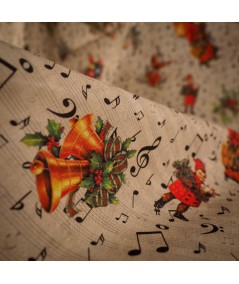 Loneta Navideña Vintage con Notas Musicales y Motivos Clásicos