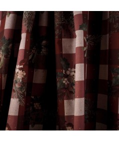 Loneta Navideña Cuadro Granate con Motivos Naturales
